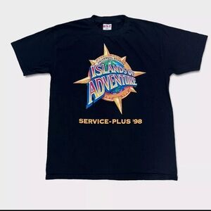 Vintage 1998 Island of Adventure Promo Tshirt Mens Size XL Black EUC